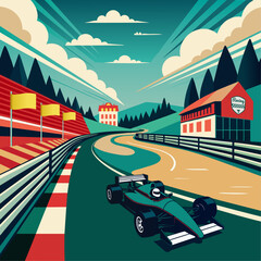 Obraz premium Vintage style F1 race track