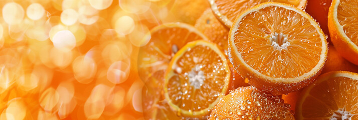 Background with citrus. Oranges. Copy space. Place for text. Juiced, fresh, bright. Social media post, banner, header, cover, flyer, brochure, invitation, greeting or bussiness card. Generative Ai con