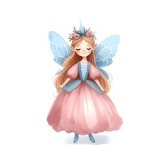 Fairy and Flowers watercolor illustration 