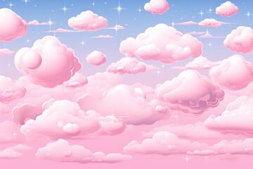 A serene pink sky filled with fluffy clouds