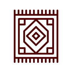 Prayer rug icon vector silhouette drawing on a Transparent Background