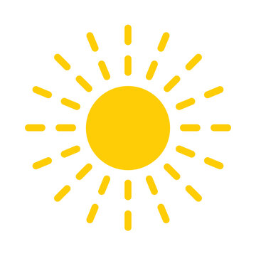 yellow sun icon vector. summer flat illustration.