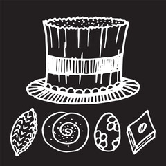 set illustration of delicious and samani in a plate for Novruz holiday on black