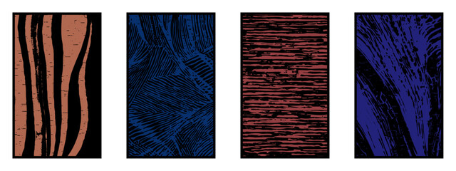 Set of 4 Printable minimalist illustration.Background design, abstract cover templates. - obrazy, fototapety, plakaty