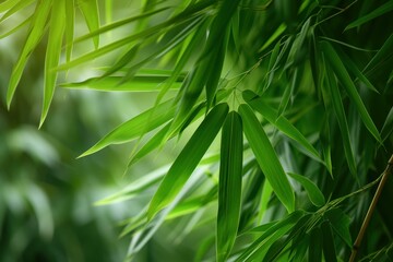 Verdant Bamboo leaves background. Nature asia. Generate AI
