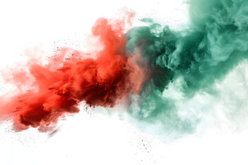 Isolated transparent special effect of green fog or smoke. Abstract red dust explosion on white background