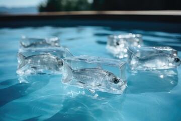 Fish frozen in ice cubes, perfect for aquatic themes