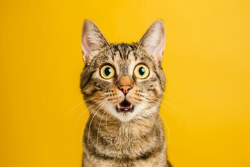 Obraz premium An Amazed tabby cat with wide open eyes and mouth