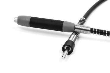 End Pieces of a Flexible Shaft Isolated on White