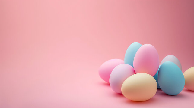 Colorful small easter eggs. Pastel tones. Spring design element