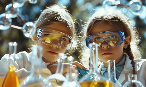 children doing science in a lab