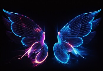 A couple of Glowing neon colored spread wings