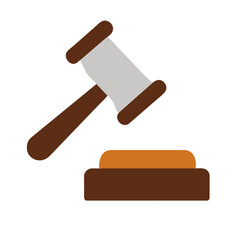 Judge gavel auction icon on a Transparent Background