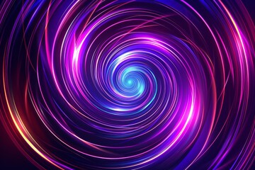 Fototapeta premium Abstract background with colorful lines in the shape of a spiral on a purple background glow effect Generative AI