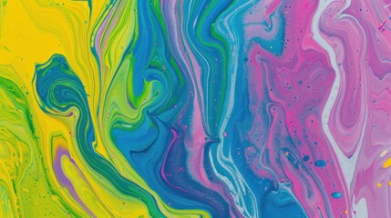 Fototapeta premium a close up of a multicolored liquid substance with drops of water on the top and bottom of it.