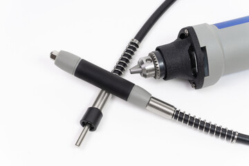 Rotary Tool and Flexible Shaft Isolated on White