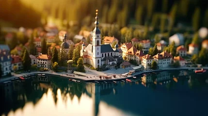 Foto op Plexiglas Halstatt over lake, Austria © neirfy