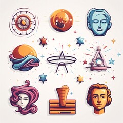 Vector set of astrological symbols. Astrological icons.