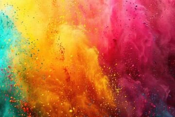 Explosion of colorful powders on black - A vivid and dynamic explosion of multicolored powders creating an abstract and artistic effect on a black background