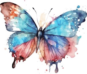 Abstract multi-colored watercolor butterfly - 765156070