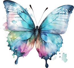 Abstract multi-colored watercolor butterfly - 765156220