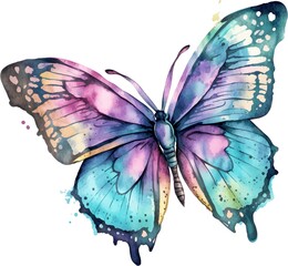 Abstract multi-colored watercolor butterfly - 765156276