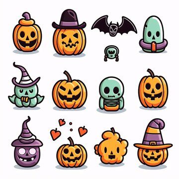 Halloween icons set. Cartoon illustration of 9 halloween icons for web