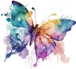 Abstract multi-colored watercolor butterfly - 765156460
