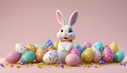 easter bunny with eggs ai generated