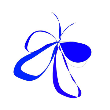 blue, minimalist butterfly with delicate drawn Wings 