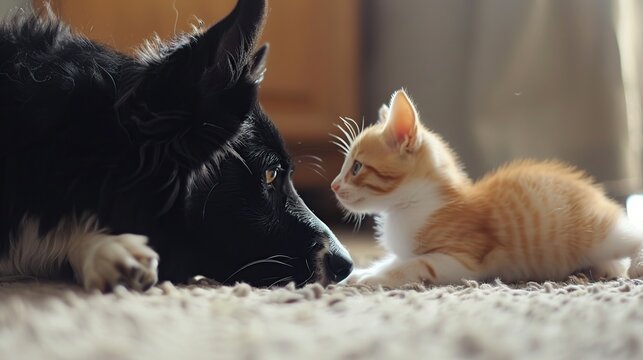 good dog and cat friendship