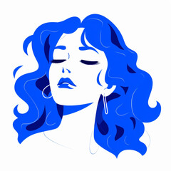 a portrait of girl,with blue lettering on a white background сreated with Generative Ai