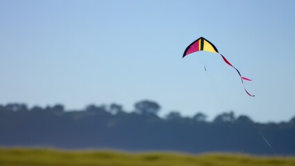 Kite flying in the blue sky with clouds on a sunny day. generative ai