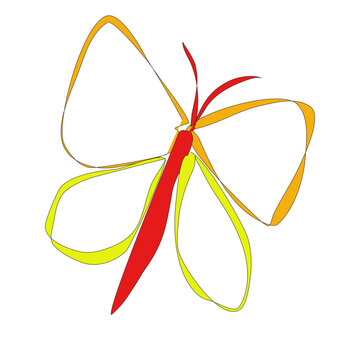 Vibrant minimalist Butterfly with Delicate Drawn Wings - A Visual Delight