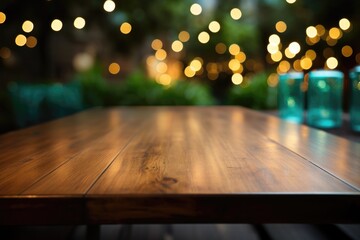 A simple wooden table with a clear glass jar - obrazy, fototapety, plakaty