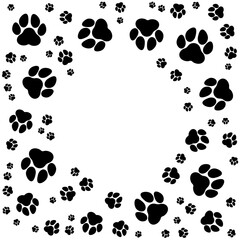paw circular frame design on white