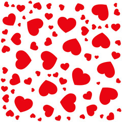 pattern of red hearts on white background