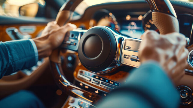 Man driving a luxury car