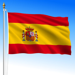 Spain national waving flag, European Union, vector illustration