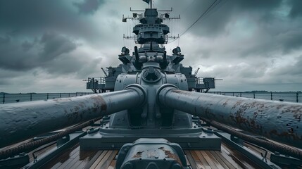 Intricate Detail of a Warship Cannon: A Symbol of Maritime Power and Defense - obrazy, fototapety, plakaty