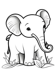 Elephant outline white background ai generated