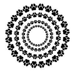 paw circular premium pattern on white background