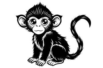 baby monkey silhouette vector illustration
