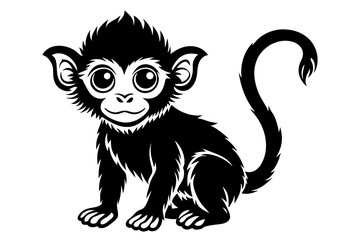 baby monkey silhouette vector illustration