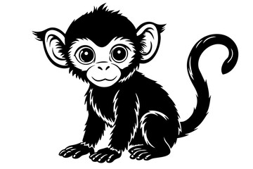 baby monkey silhouette vector illustration