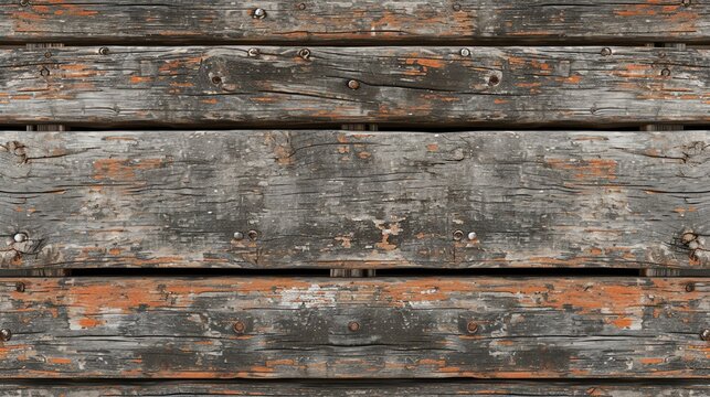 The texture of old wood with peeling red paint. The boards are arranged horizontally. The image is seamless.