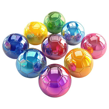 Sphere Spectrum Soccer Balls Galore on transparent background, png	