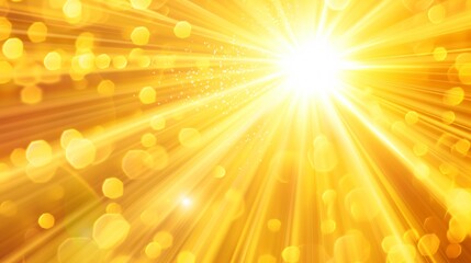 Golden rays of light. Shiny glowing sparkles. Bright sun rays with lens flare. Abstract background. - obrazy, fototapety, plakaty
