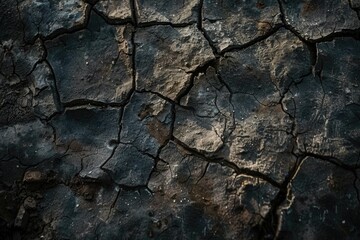 Detailed view of a cracked rock wall, perfect for geological or construction concepts
