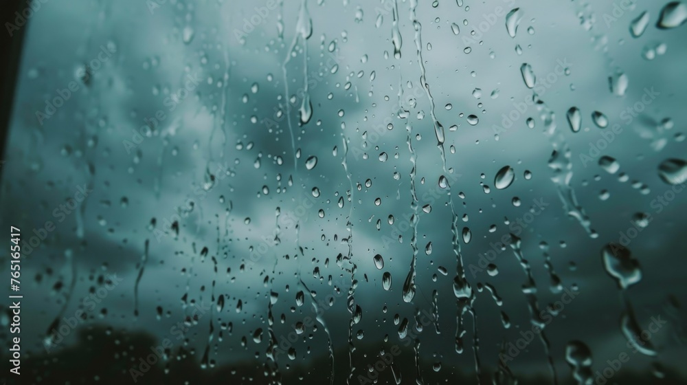 Poster rain drops on a window, suitable for weather concepts